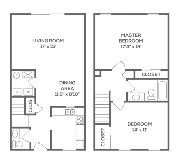 2 Bed 1 Bath Floorplan at Galbraith Pointe Apartments and Townhomes*, Ohio, 45231