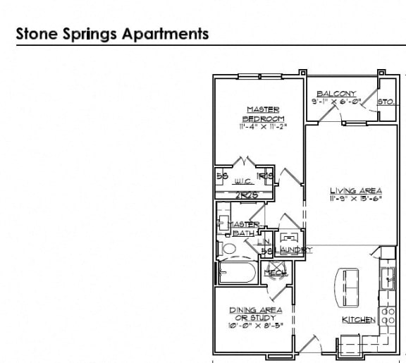 Floor Plan  1 BR / 1 BA