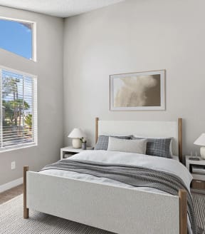 Model Bedroom with Carpet at Meadow Ridge Apartments in Las Vegas, NV-SMLAM.