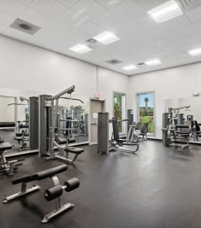 Fitness center at Rosehill Preserve Apartments in Orlando, Florida