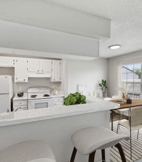 Model kitchen at Waverley Place Apartments in Naples, Florida
