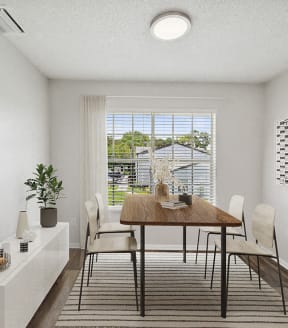 Model dining area at Waverley Place Apartments in Naples, Florida