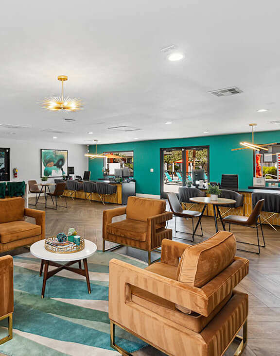 Community Clubhouse at Accent on Rainbow Apartments located in Las Vegas, Nevada.
