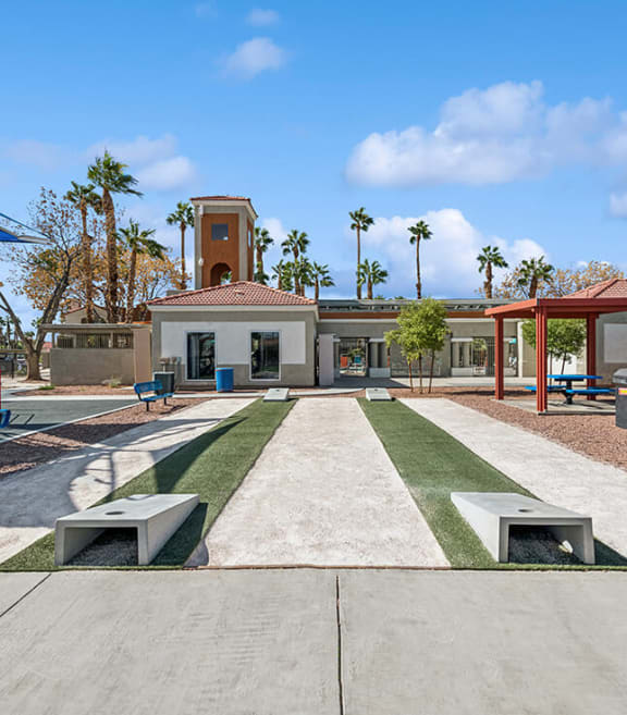 Outdoor Corn Hole Area at Stonegate Apartments located in Las Vegas, NV-SMLAM.