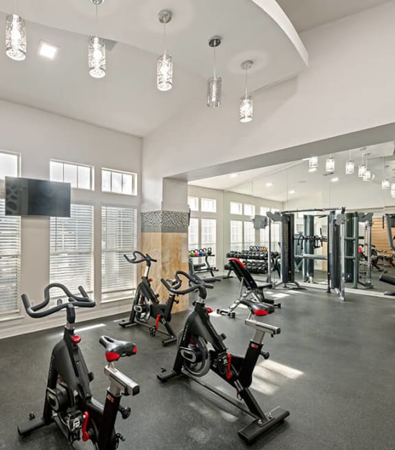 Community Fitness Center with Equipment at Allure North Dallas Apartments in Dallas, TX-SMLAM.