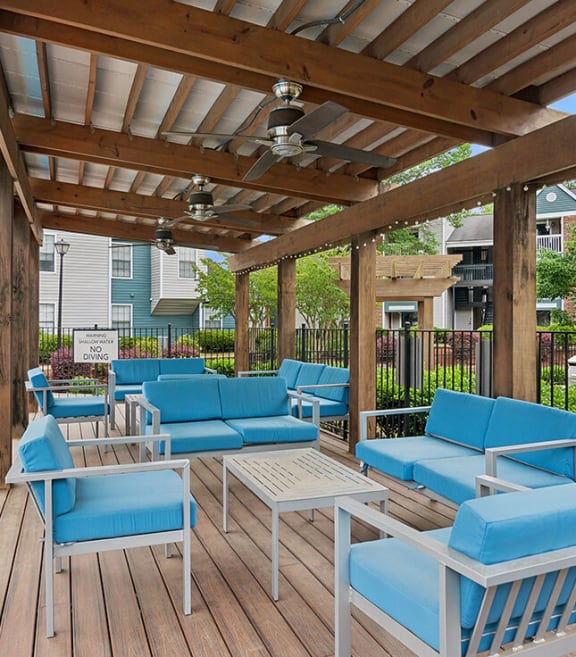 Outdoor Picnic Area with Lounge Furniture and Canopy at Park 2300 Apartments in Charlotte, NC-SMLAM.