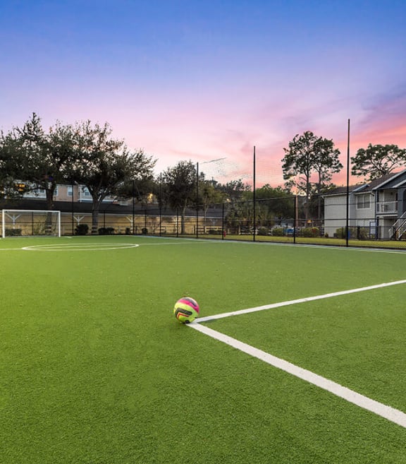 Community Soccer Field with Nets at Retreat at Crosstown Apartments in Riverview, FL-SMLAM.