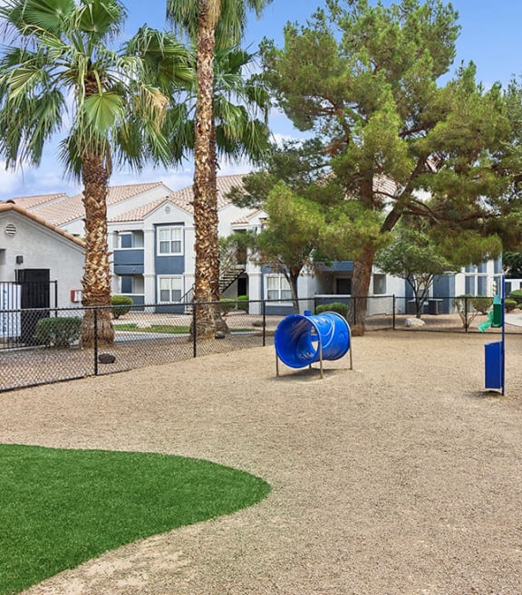 Community Dog Park with Agility Equipment at Monterra Apartments located in Las Vegas, NV-SMLAM.