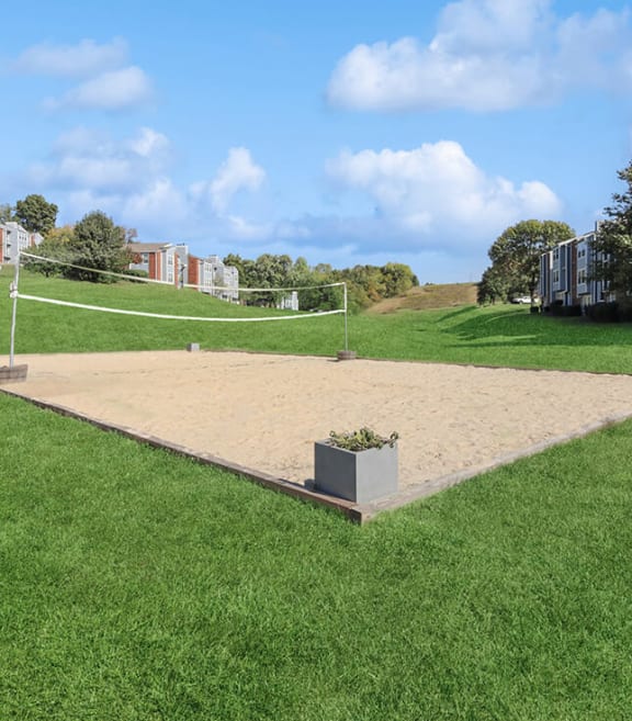 Community Sand Volleyball Court with Net at Abbington Heights Apartments in Antioch, TN-SMLAM.