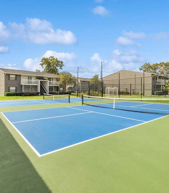 Community Pickleball Courts with Nets at Arbors at Orange Park Apartments located in Orange, Park FL-SMLAM.