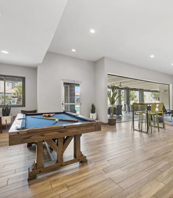 Community Clubhouse with Game Tables at Array at South Mountain Apartments located in Ahwatukee, AZ-SMLAM.