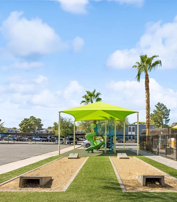 Cornhole area and playground