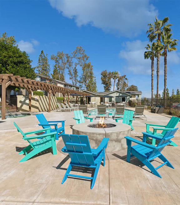 Outdoor firepit with chairs
