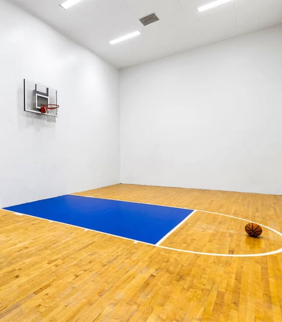 Indoor basketball court at Hilands apartments 
