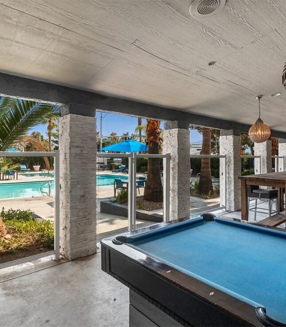 Pool table at Reflections at the Lakes apartments