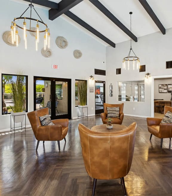 Community Clubhouse with Lounge Furniture at Ridgeline Apartments in Tucson, AZ-SMLAM.