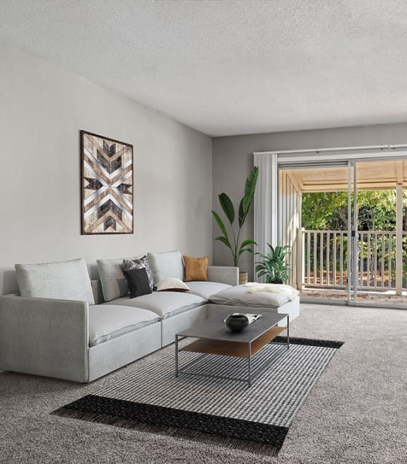 Model living room at Bridges at North Hills Apartments in Raleigh, NC