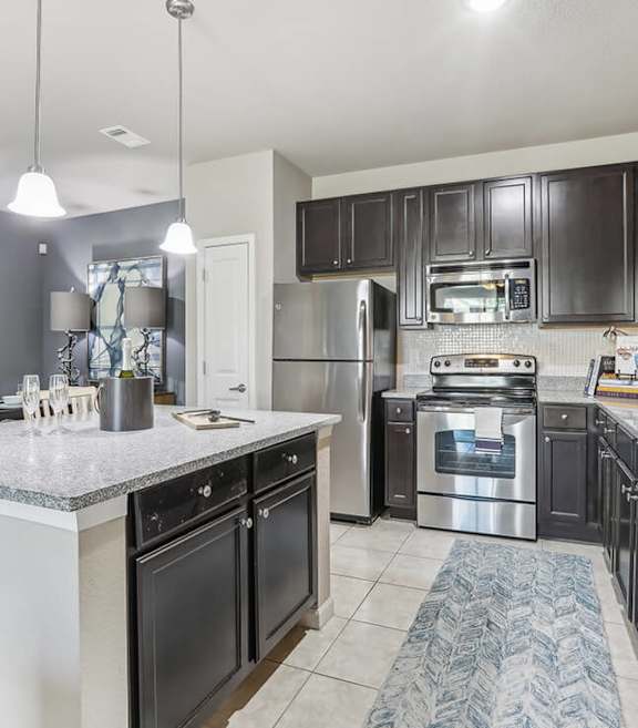 Model Kitchen at Bridges at Crosstown located in Tampa, Florida.