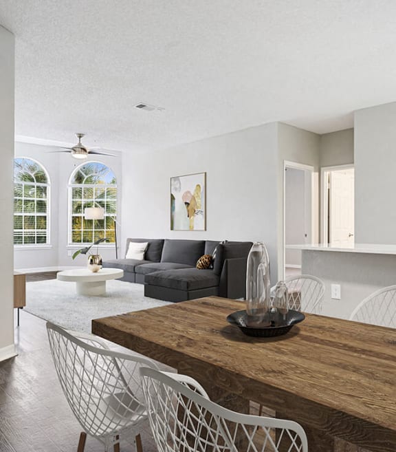 Model dining area at The Vinings at Hunter's Green Apartments in Tampa, Florida