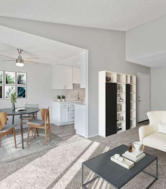  Model Living Room with Carpet at Bridges on Sunset Apartments located in Suisun City, CA-SMLAM.