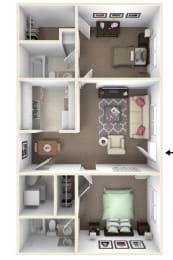 floor plan of two bedroom apartment
