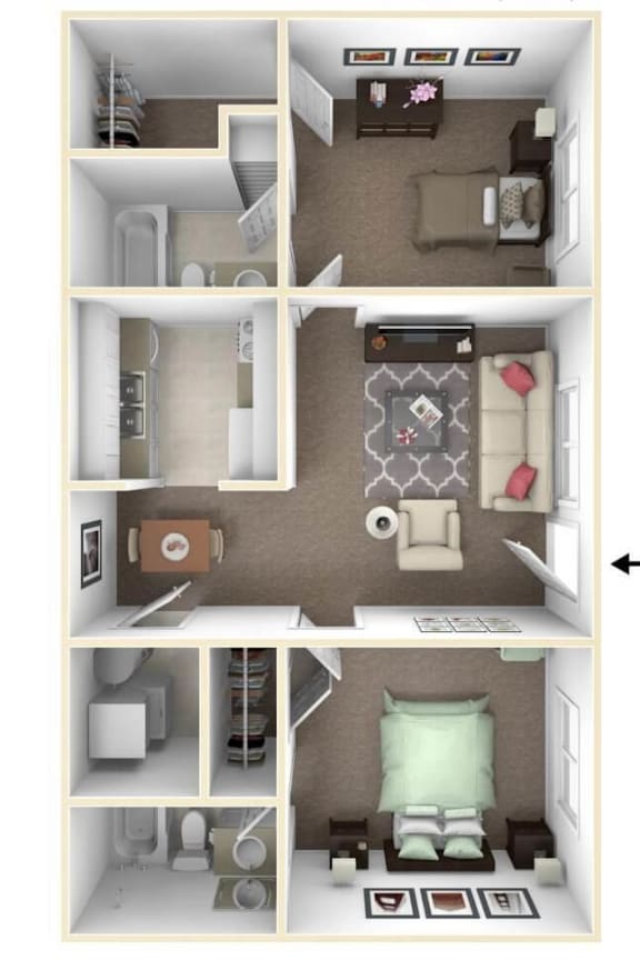 floor plan of two bedroom apartment