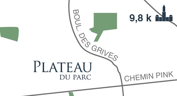 A map showing Plateau Du Parc and Chemin Pink.