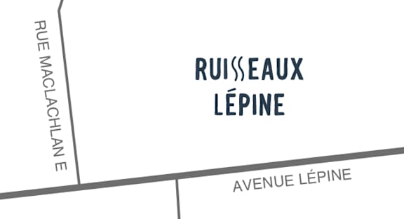 A map showing the intersection of Rue MacLachlan E and Avenue Lépine.