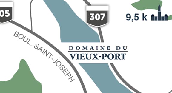 A graphic with the text "Domaine du Vieux-Port" in the center.