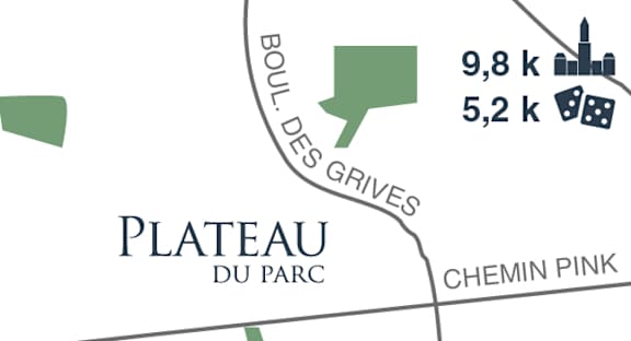 A map showing Plateau Du Parc and Chemin Pink.