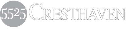 A black and white image of a logo with the text "5525 CRESTHAVEN".