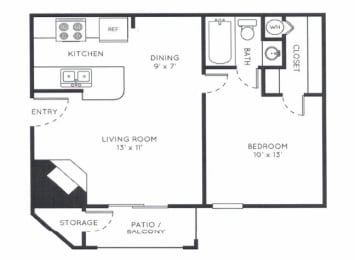  Floor Plan A2 - 1 Bed / 1 Bath