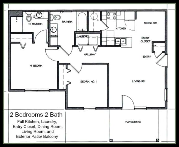 Floor Plan  2 Bedroom - 2 Bath