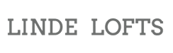The image displays the words "LINDE LOFTS" in large, metallic letters.