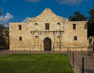 The Alamo is a historic Spanish mission and fortress compound in San Antonio, Texas, known as a symbol of the Texas Revolution.
