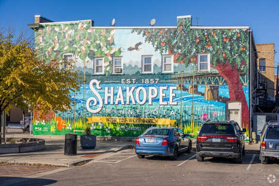 A wall mural on a building in Shakopee, Minnesota.