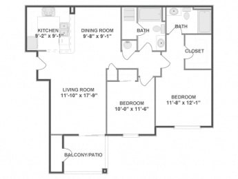 Two Bedroom Two Bathroom Floor Plan Warhol