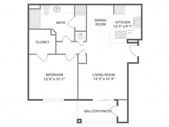 One Bedroom One Bathroom Floor Plan Calder