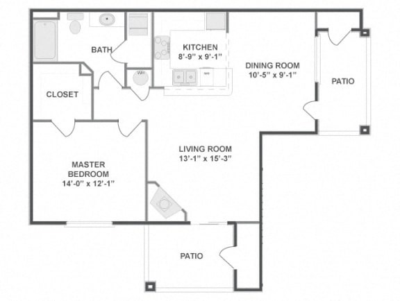 One Bedroom One Bathroom Floor Plan Remington