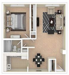 8600 Apartments 1 Bedroom floor plan