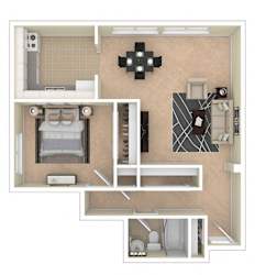 8600 Apartments 1 Bedroom floor plan