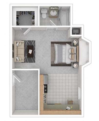 Floor Plan  The Abby Apartments Studio floor plan