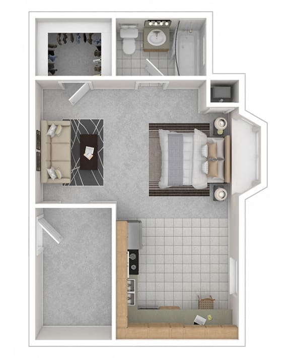 The Abby Apartments Studio floor plan