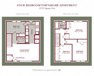 Floor Plan  4 Bedroom/ 2 Full Bath