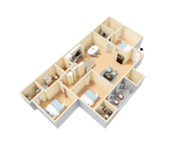Umstread Floor Plan at Clarion Crossing Apartments, PRG Real Estate Management, Raleigh, 27606