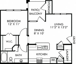 Hawthorn. 1 bedroom apartment. Kitchen with bartop open to living/dinning rooms. 1 full bathroom. Walk-in closet. Patio/balcony.