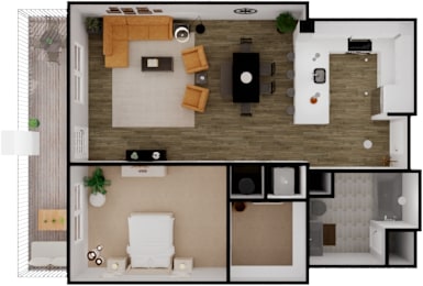  Floor Plan One Bedroom CA