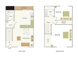 Fusion Two Bedroom, One and a Half Bath Townhome