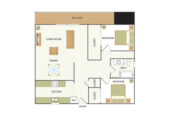 Floor Plan  Two Bedroom One Bath