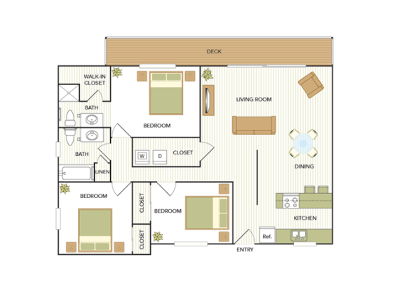 Floor Plan  Three Bedroom, Two Bath